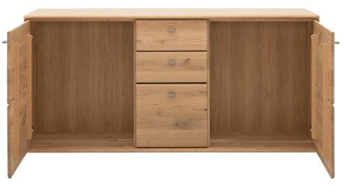 Sideboard Interliving aus Holz in Holzfarben Interliving Wohnzimmer Serie 2028 - Sideboard Wildeiche - drei Türen, drei Schubladen, Breite ca. 162 cm