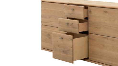 Sideboard Interliving aus Holz in Holzfarben Interliving Wohnzimmer Serie 2028 - Sideboard Wildeiche - drei Türen, drei Schubladen, Breite ca. 162 cm