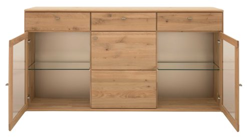 Sideboard Interliving aus Holz in Holzfarben Interliving Wohnzimmer Serie 2028 - Sideboard Wildeiche - drei Türen, drei Schubladen, Breite ca. 182 cm