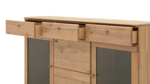 Sideboard Interliving aus Holz in Holzfarben Interliving Wohnzimmer Serie 2028 - Sideboard Wildeiche - drei Türen, drei Schubladen, Breite ca. 182 cm