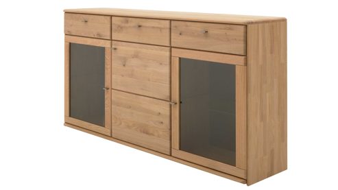 Sideboard Interliving aus Holz in Holzfarben Interliving Wohnzimmer Serie 2028 - Sideboard Wildeiche - drei Türen, drei Schubladen, Breite ca. 182 cm