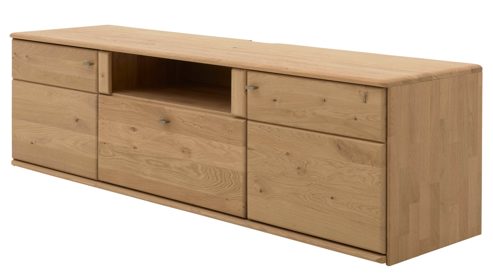 Lowboard Interliving aus Holz in Holzfarben Interliving Wohnzimmer Serie 2028 - Lowboard 1650 Wildeiche - zwei Türen, eine Schublade, Breite ca. 205 cm