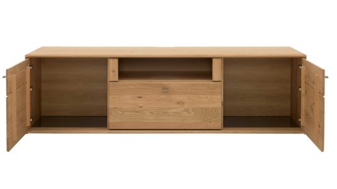 Lowboard Interliving aus Holz in Holzfarben Interliving Wohnzimmer Serie 2028 - Lowboard Wildeiche - zwei Türen, eine Schublade, Breite ca. 205 cm