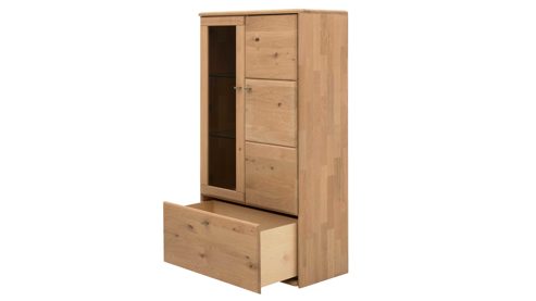 Highboard Interliving aus Holz in Holzfarben Interliving Wohnzimmer Serie 2028 - Highboard Wildeiche - zwei Türen, zwei Schubladen, Breite ca. 82 cm