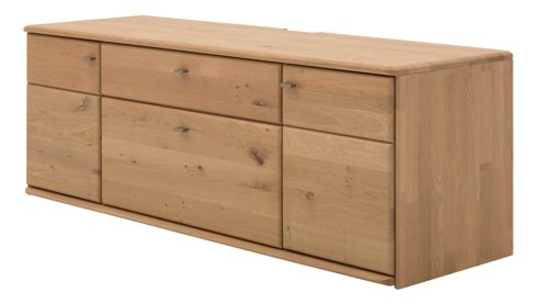 Lowboard Interliving aus Holz in Holzfarben Interliving Wohnzimmer Serie 2028 - Lowboard Wildeiche - zwei Türen, zwei Schubladen, Breite ca. 162 cm