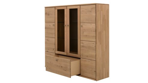 Highboard Interliving aus Holz in Holzfarben Interliving Wohnzimmer Serie 2028 - Highboard 4640 Wildeiche - vier Türen, ein Auszug, Breite ca. 162 cm