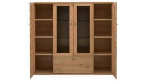 Highboard Interliving aus Holz in Holzfarben Interliving Wohnzimmer Serie 2028 - Highboard Wildeiche - vier Türen, ein Auszug, Breite ca. 162 cm