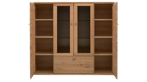 Highboard Interliving aus Holz in Holzfarben Interliving Wohnzimmer Serie 2028 - Highboard 4640 Wildeiche - vier Türen, ein Auszug, Breite ca. 162 cm