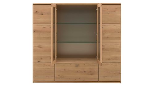 Highboard Interliving aus Holz in Holzfarben Interliving Wohnzimmer Serie 2028 - Highboard Wildeiche - vier Türen, ein Auszug, Breite ca. 162 cm