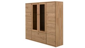 Highboard Interliving aus Holz in Holzfarben Interliving Wohnzimmer Serie 2028 - Highboard Wildeiche - vier Türen, ein Auszug, Breite ca. 162 cm