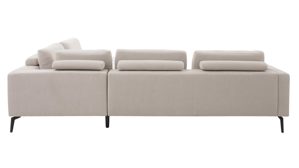 Ecksofa Interliving aus Stoff in Weiß Interliving Sofa Serie 4450 - Ecksofa ecrufarbener Webstoff LongLife Easy & schwarze Metallfüße - Stellfläche ca. 300 x 257 cm