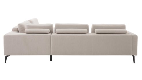 Ecksofa Interliving aus Stoff in Weiß Interliving Sofa Serie 4450 - Ecksofa ecrufarbener Webstoff LongLife Easy & schwarze Metallfüße - Stellfläche ca. 300 x 257 cm