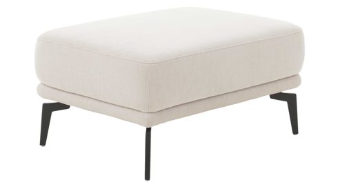 Polsterhocker Interliving aus Stoff in Weiß Interliving Sofa Serie 4450 - XL-Polsterhocker ecrufarbener Webstoff LongLife Easy & schwarze Metallfüße - ca. 86 x 64 cm