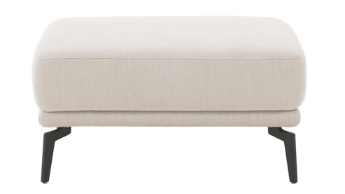 Polsterhocker Interliving aus Stoff in Weiß Interliving Sofa Serie 4450 - XL-Polsterhocker ecrufarbener Webstoff LongLife Easy & schwarze Metallfüße - ca. 86 x 64 cm