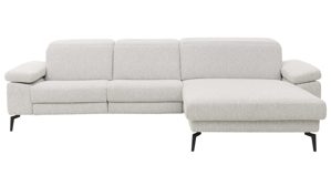 Ecksofa Interliving aus Stoff in Weiß Interliving Sofa Serie 4065 – Ecksofa ecrufarbener Webstoff Loft & schwarze Metallfüße – Stellfläche ca. 288 x 183 cm