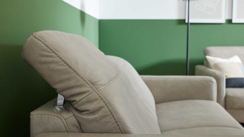 Dreisitzer Interliving aus Leder in Grau Interliving Sofa Serie 4065 – Dreisitzer 3KV kieselfarbenes Leder Cloudy gravel & schwarze Metallfüße – Länge ca. 238 cm