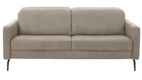 2,5-Sitzer Interliving aus Leder in Grau Interliving Sofa Serie 4065 – 2,5-Sitzer kieselfarbenes Leder Cloudy gravel & schwarze Metallfüße – Länge ca. 210 cm