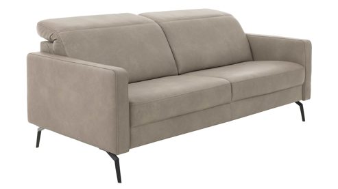 Zweisitzer Interliving aus Leder in Grau Interliving Sofa Serie 4065 – Zweisitzer kieselfarbenes Leder Cloudy gravel & schwarze Metallfüße – Länge ca. 180 cm