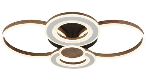 Deckenleuchte Interliving aus Metall in Holzfarben Interliving Leuchten Serie 9345 - Deckenleuchte Mattweiß, Mattschwarz & holzfarbenes Aluminium - Länge ca. 106 cm