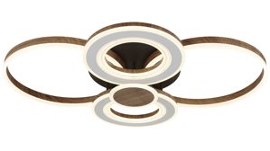 Deckenleuchte Interliving aus Metall in Holzfarben Interliving Leuchten Serie 9345 - Deckenleuchte Mattweiß, Mattschwarz & holzfarbenes Aluminium - Länge ca. 106 cm