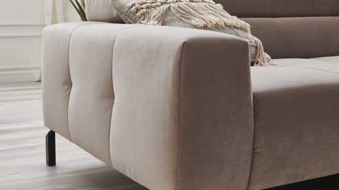 Ecksofa SOFAkultur aus Stoff in Hellgrau SOFAkultur Programm SK 745 - Ecksofa silberfarbener Bezug Velvet - Stellfläche ca.  276 x 219 cm