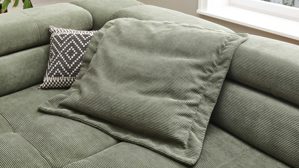 Einzelkissen SOFAkultur aus Stoff in Grün SOFAkultur Programm Cleveland 2.0 - Flatterkissen olivfarbener Feincord - ca. 75 x 75 cm