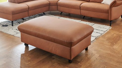 Funktionshocker comfortmaster besser sitzen, liegen, leben aus Leder in Hellbraun Comfortmaster Spektra 1480 - Funktionshocker mit Rollen honigfarbenes LongLife-Leder Rustika LG 24 – ca. 113 x 70 cm