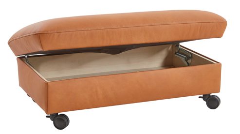 Funktionshocker comfortmaster besser sitzen, liegen, leben aus Leder in Hellbraun Comfortmaster Spektra 1480 - Funktionshocker mit Rollen honigfarbenes LongLife-Leder Rustika LG 24 – ca. 113 x 70 cm