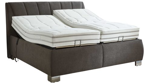 Boxspringbett comfortmaster besser sitzen, liegen, leben aus Stoff in Anthrazit Comfortmaster OC-PB23155 - Boxspringbett mit motorischen Lattenrahmen anthrazitfarbene Mikrofaser Billie – Liegefläche ca. 200 x 200 cm