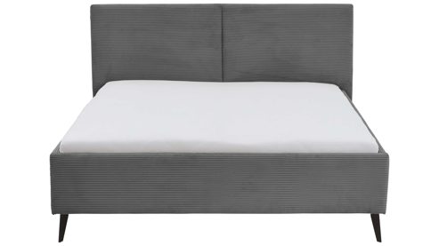 Bettgestell comfortmaster besser sitzen, liegen, leben aus Stoff in Grau Comfortmaster Polsterbettgestell grauer Breitcord Poso 60 & schwarze Metallfüße - Liegefläche ca. 180 x 200 cm