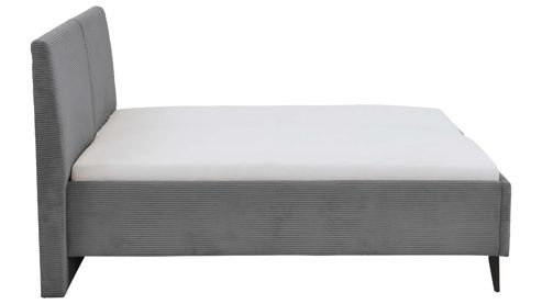 Bettgestell comfortmaster besser sitzen, liegen, leben aus Stoff in Grau Comfortmaster Polsterbettgestell grauer Breitcord Poso 60 & schwarze Metallfüße - Liegefläche ca. 180 x 200 cm