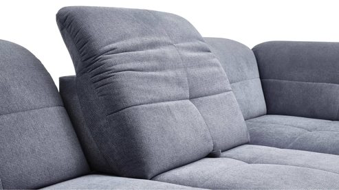 Ecksofa KAWOO aus Stoff in Blau KAWOO Serie 7178 - Ecksofa bzw. Polsterecke mit Funktionen eisblaue Chenille XBO-26 – Stellfläche ca. 319 x 240 cm