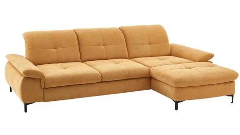 Ecksofa KAWOO aus Stoff in Gelb KAWOO Serie 7178 - Ecksofa bzw. Polsterecke mit Funktionen goldgelbe Chenille XBO 05 – Stellfläche ca. 300 x 203 cm