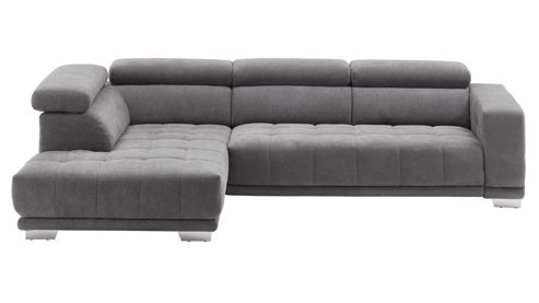 Ecksofa KAWOO aus Stoff in Anthrazit KAWOO Serie 7587 - Ecksofa bzw. Polstermöbel anthrazitfarbene Chenille XBO 9 – Stellfläche ca. 207 x 301 cm