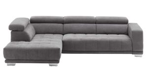 Ecksofa KAWOO aus Stoff in Anthrazit KAWOO Serie 7587 - Ecksofa bzw. Polstermöbel anthrazitfarbene Chenille XBO 9 – Stellfläche ca. 207 x 301 cm
