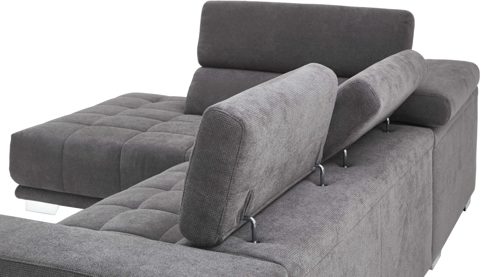 Ecksofa KAWOO aus Stoff in Anthrazit KAWOO Serie 7587 - Ecksofa bzw. Polstermöbel anthrazitfarbene Chenille XBO 9 – Stellfläche ca. 207 x 301 cm