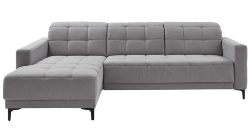 Ecksofa KAWOO aus Stoff in Grau KAWOO Serie 8334 - Ecksofa silbergrauer Webstoff DRL 69 & schwarze Metallfüße S11 - Stellfläche ca. 187 x 273 cm