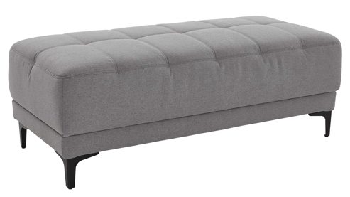 Polsterhocker KAWOO aus Stoff in Grau KAWOO Serie 8334 - Polsterhocker 57-130 silbergrauer Webstoff DRL 69 & schwarze Metallfüße S11 - ca. 130 x 64 cm