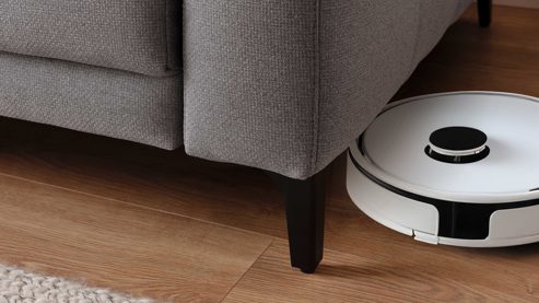 Ecksofa KAWOO aus Stoff in Grau KAWOO Serie 8334 - Ecksofa silbergrauer Webstoff DRL 69 & schwarze Metallfüße S11 - Stellfläche ca. 187 x 273 cm