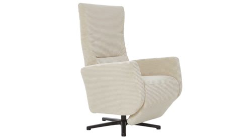 Relaxsessel KAWOO aus Stoff in Weiß KAWOO Serie Santa Lucia - Relaxsessel M3 cremeweißer Breitcord & schwarzer Sternfuß DT 4