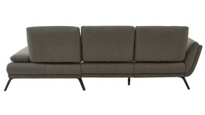 Ecksofa KAWOO aus Stoff in Dunkelgrün KAWOO Serie Dayton - Ecksofa mit Funktion olivfarbenes Flachgewebe Portofino & schwarze Metallfüße – Stellfläche ca. 295 x 192 cm