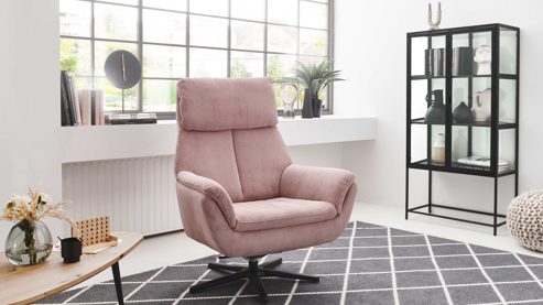 Drehsessel Megapol aus Stoff in Rosa Drehsessel VS-MP1159 rosé Feincord & schwarzer Sternfuß