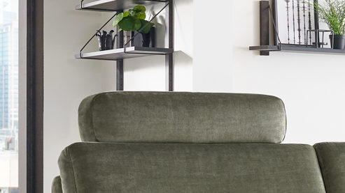 Kopfstütze Megapol aus Stoff in Grün Polsterserie VS-MP1154 - Kopfstütze olivfarbener Mikrovelours Isa - ca. 63 x 16 x 14 cm