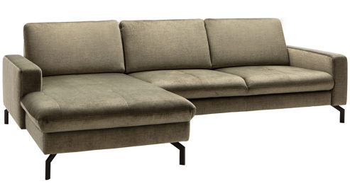 Ecksofa Megapol aus Stoff in Grün Polsterserie VS-MP1154 - Ecksofa olivfarbener Mikrovelours Isa - Stellfläche ca. 276 x 178 cm