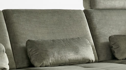 Einzelkissen Megapol aus Stoff in Grün Polsterserie VS-MP1154 - Nierenkissen olivfarbener Mikrovelours Isa