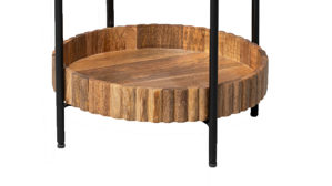 Beistelltisch M2 kollektion aus Glas Holz in Holzfarben Beistelltisch Jason 1 Mangoholz & Schwarz - Durchmesser ca. 44 cm