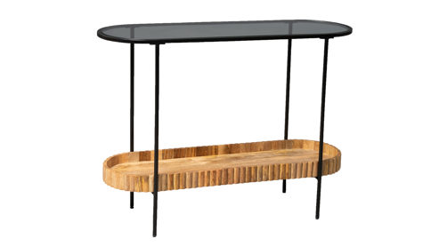 Konsole M2 kollektion aus Glas Holz in Holzfarben Konsole Jason 3 Mangoholz & Schwarz - Breite ca. 107 cm