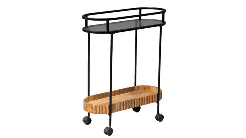 Servierwagen M2 kollektion aus Glas Holz in Holzfarben Servierwagen Jason 5 Mangoholz & Schwarz - Breite ca. 70 cm