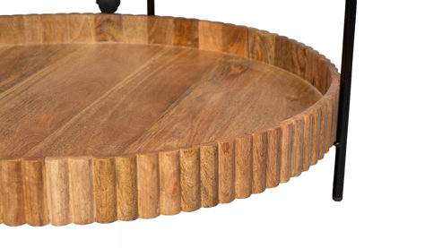 Couchtisch M2 kollektion aus Glas Holz in Holzfarben Couchtisch Jason 2 Mangoholz & Schwarz - Durchmesser ca. 78 cm