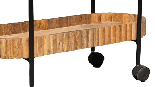 Servierwagen M2 kollektion aus Glas Holz in Holzfarben Servierwagen Jason 5 Mangoholz & Schwarz - Breite ca. 70 cm